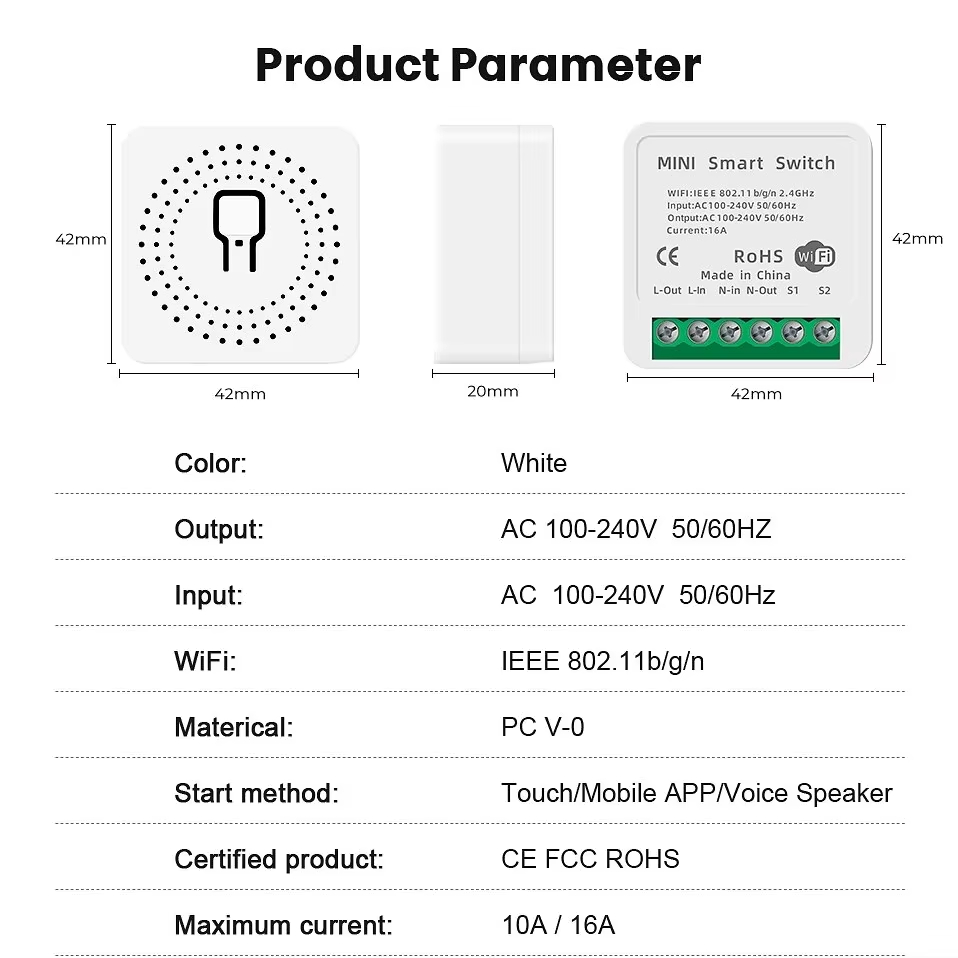 Mini przełącznik WiFi 16A, apl – Home Automation Ideas recenzja i cena